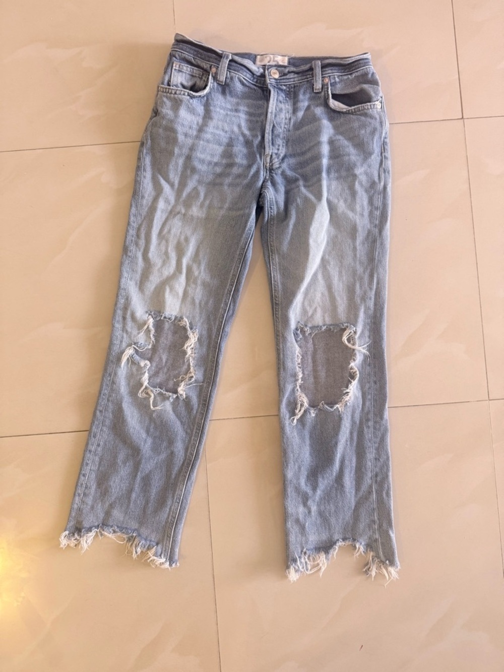 We the free Light Blue Distressed Straight-Leg Women's Jeans size 25 - Picture 13 of 14